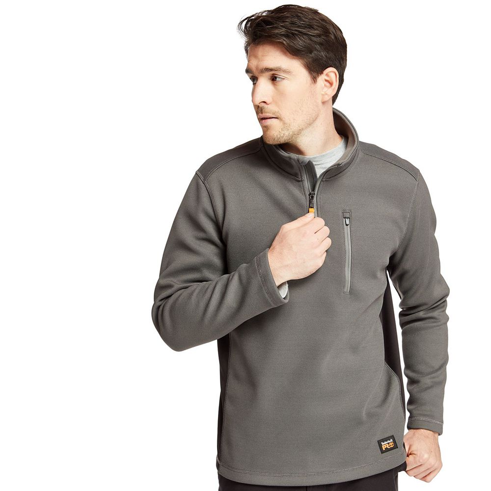 Timberland Mens Sweatshirts PRO® Studwall Quarter-Zip Textured Fleece - Dark Grey - India VU4369718